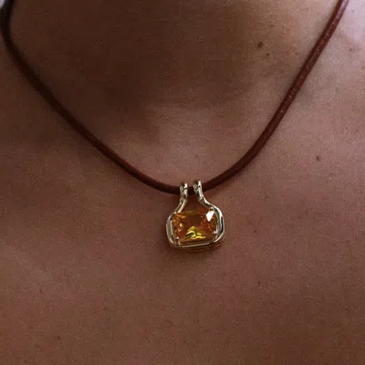 Skf The Naia Citrine Pendant Necklace In Brown