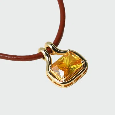 Skf The Naia Citrine Pendant Necklace In Brown