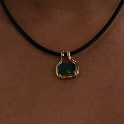 Skf The Naia Emerald Pendant Necklace In Black