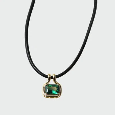 Skf The Naia Emerald Pendant Necklace In Black