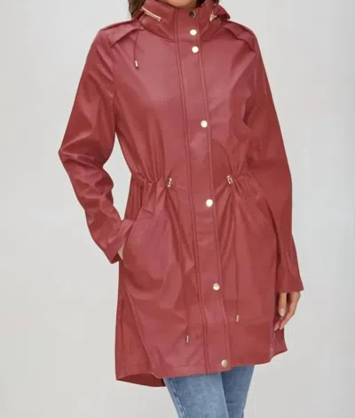 Ciao-milano Serena Rain Water Proof Coat In Scarlet In Burgundy
