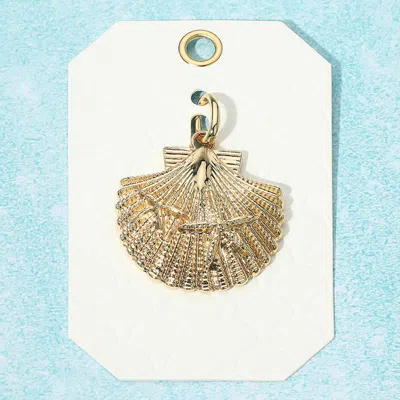 Fashnzfab Textured Metal Starfish Embossed Seashell Pendant - Gold In Gold