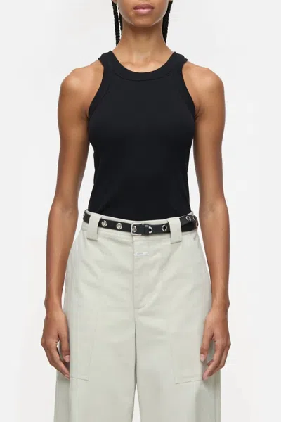 Closed Racer Tank Top In Black In Black