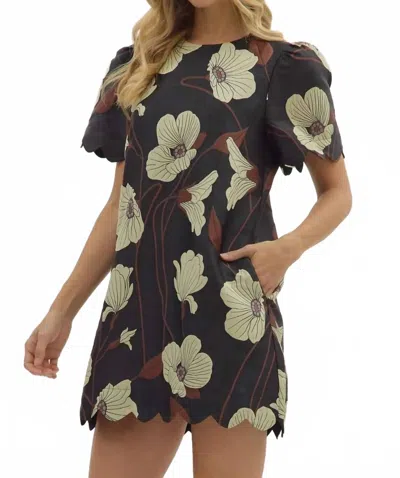 Entro Spiced Petals Mini Dress In Noir In Multi