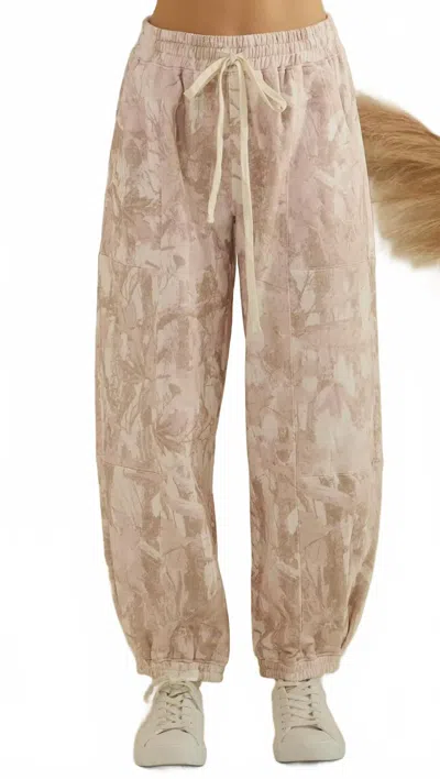Vervet By Flying Monkey Women's French Terry Jogges Pants In Natural Camo In Pink