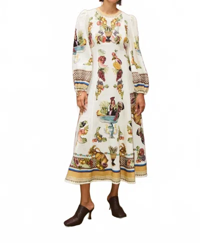 Alemais Mercado Fruit-print Puff-sleeve Midi Dress In Multi