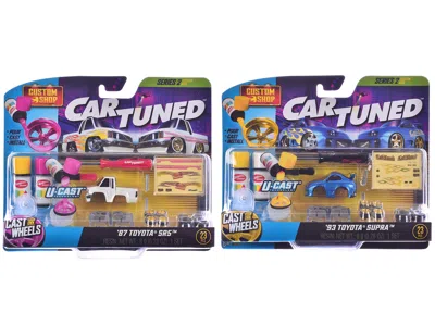 Car Tuned 1987 Toyota Sr5 Pickup Truck White And 1993 Toyota Supra Blue "custom Shop" 2 Car