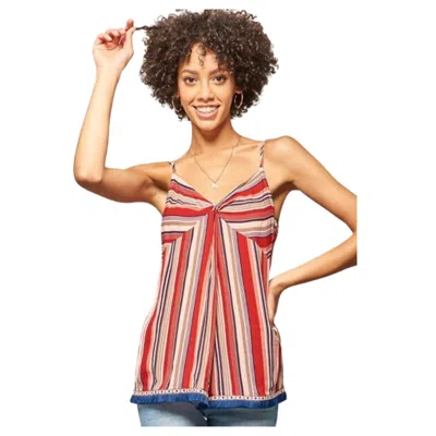 Truedames A Multi Stripes Camisole Top In Red