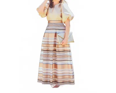 Milva Mi Ribbon Stripe Maxi Skirt In Gold And Blue In Multi