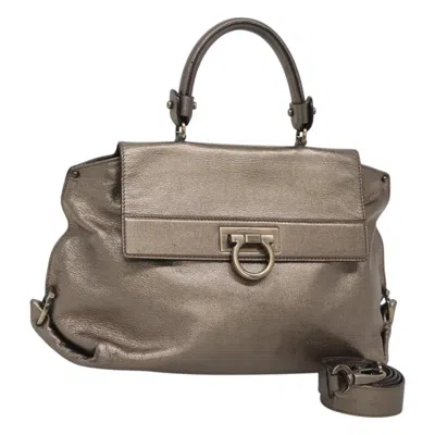 Pre-owned Ferragamo Sofia Satchel Smooth Leather Leather Bag () In Gold