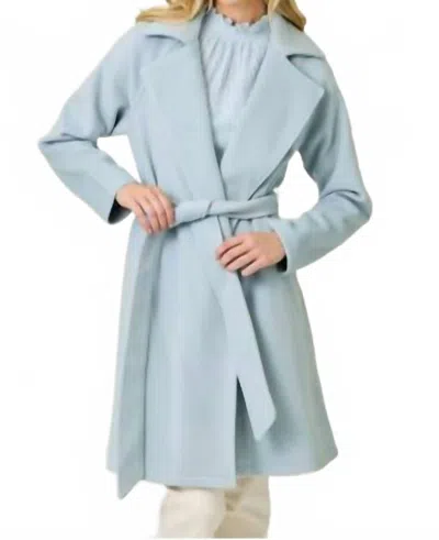 Mystree Lapel Collar Robe Coat In Baby Blue In Multi