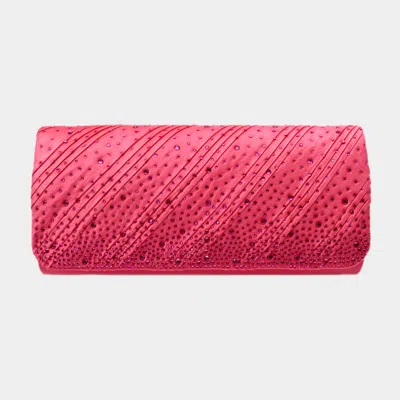 Fashnzfab Diagonal Line Detailed Bling Evening Clutch / Crossbody Bag In Pink