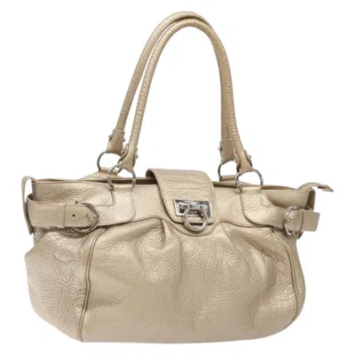 Pre-owned Ferragamo Marisa Satchel Leather Leather Bag () In Gold