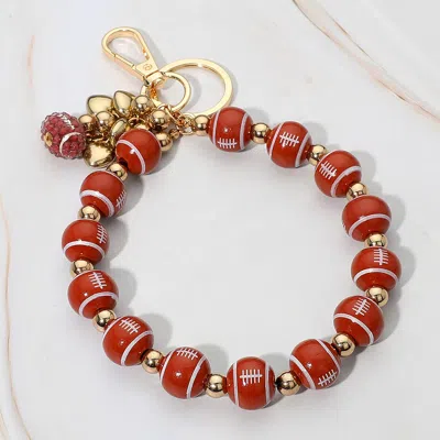 Fashnzfab Football Beaded Keychain Bracelet Brown In Brown