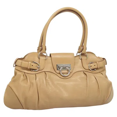 Pre-owned Ferragamo Marisa Satchel Leather Leather Bag () In Sand