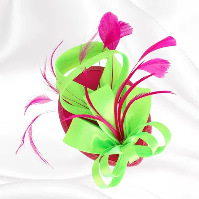 Fashnzfab Bow Feather Mesh Fascinator Hair Clip Headband In Multi