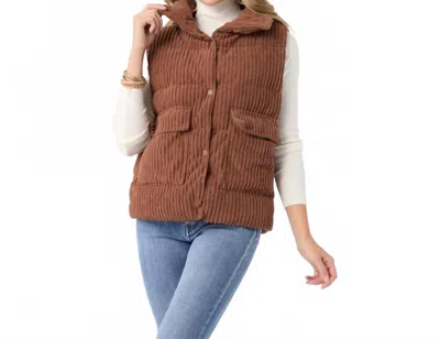 Coco + Carmen Nicky Corduroy Down Filled Vest In Brown In Brown