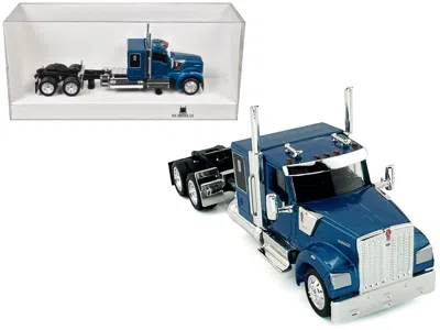 Ho Logistics Replicas Kenworth W990 With Flat Top Sleeper Cab Blue Metallic 1/87 (ho) Plastic Model Car By