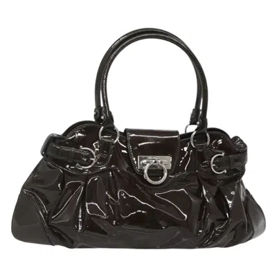 Pre-owned Ferragamo Marisa Satchel Patent Leather Patent_leather Bag () In Brown