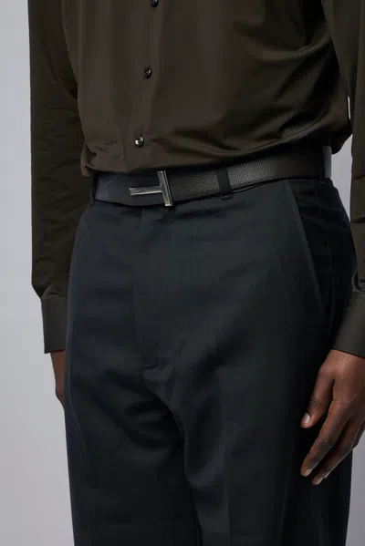 Tom Ford Soft Grain Leather Reversible T Belt 40mm In Black