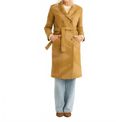 Pendleton Jacquard Wool Trench Coat In Mirror Lake Tan In Animal Print