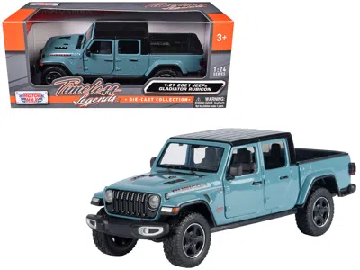 Motormax 2021 Jeep Gladiator Rubicon (closed Top) Pickup Truck Blue With Black Top 1/27 Diecast Model In Multi