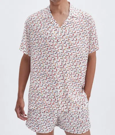 Arrels Camp Collar Short Sleeve Shirt In Cream In White