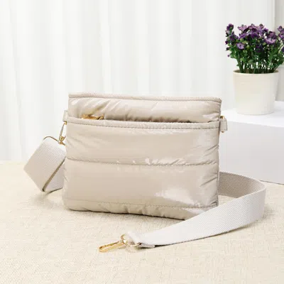 Fashnzfab Solid Puffer Crossbody Bag In Sand