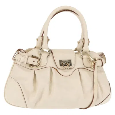 Pre-owned Ferragamo Marisa Satchel Leather Leather Bag () In White