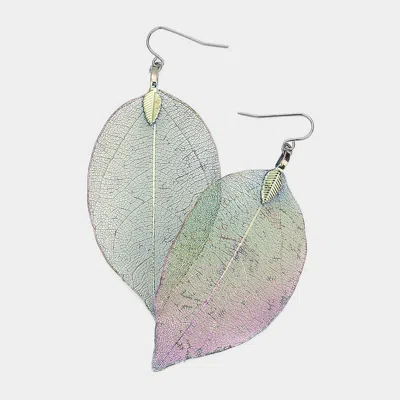 Fashnzfab Nature Inspire Dipped Leaf Earrings In Multi