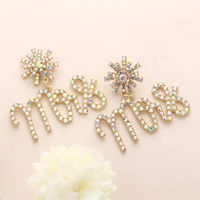 Fashnzfab Mrs Rhinestone Embellished Message Dangle Earrings In Multi
