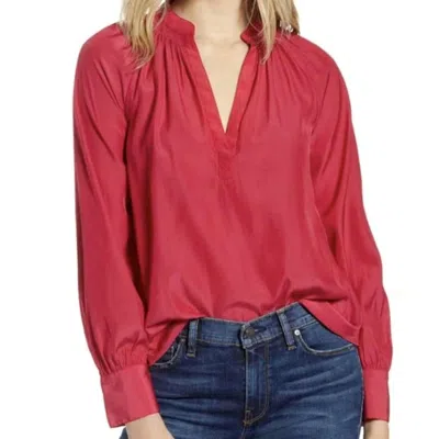 Chelsea28 Shirred Split Neck Blouse In Pink