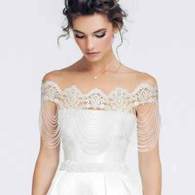 Fashnzfab Draped Beaded Lace Wedding Shawl In Multi