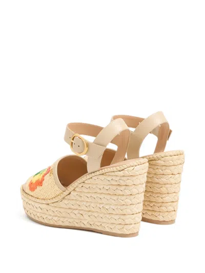 Valentino Vlogo Signature Platform Wedge Sandals In Neutral