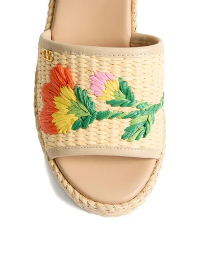 Valentino Vlogo Signature Platform Wedge Sandals In Neutral