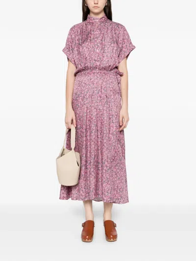 Isabel Marant Floral Midi Shirt Dress In Pink