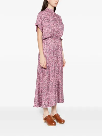 Isabel Marant Floral Midi Shirt Dress In Pink
