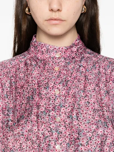 Isabel Marant Floral Midi Shirt Dress In Pink