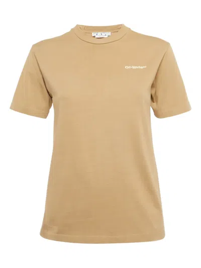 Pre-owned Off-white Logo-embroidered T-shirt In Neutral