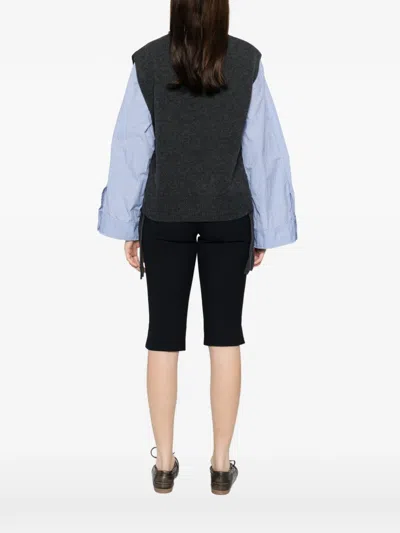 Ganni V-neck Sleeveless Vest In Black