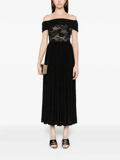 Zimmermann Lace-panel Midi Dress In Black