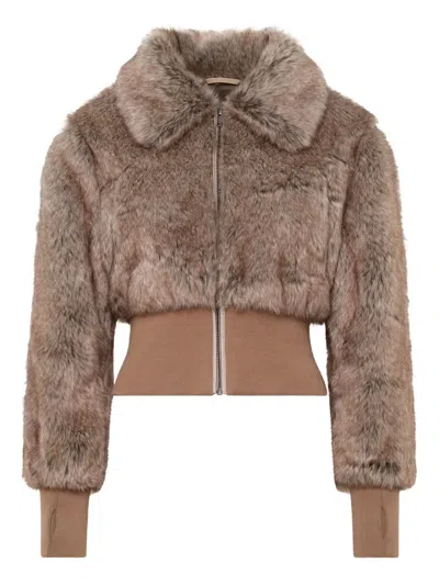 Unreal Fur Event Horizon Aux-fur Jacket In Brown