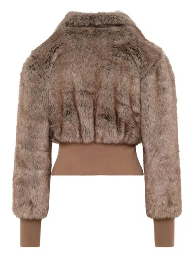 Unreal Fur Event Horizon Aux-fur Jacket In Brown