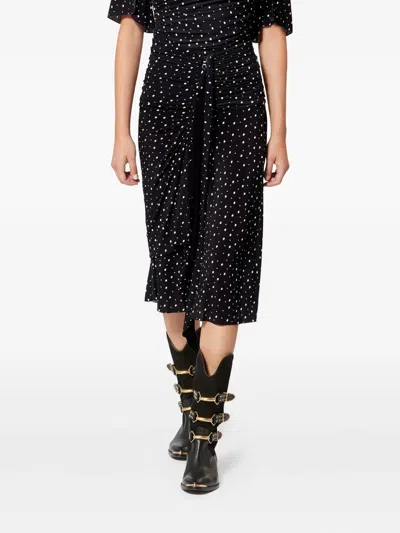 Isabel Marant Gyelle Polka-dot Gathered-waist Skirt In Black