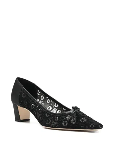 Manolo Blahnik Martebal 50 Lace Bow-detail Pumps In Black