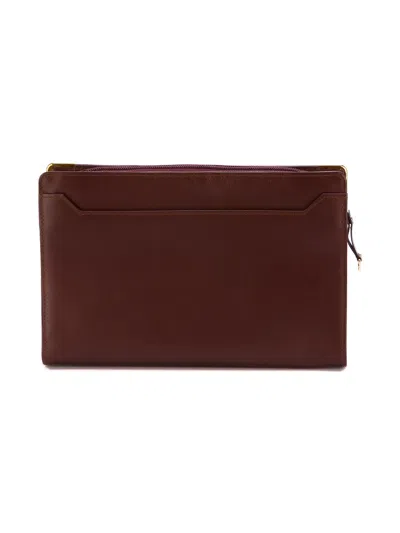 Pre-owned Cartier Embossed Logo Clutch In Red