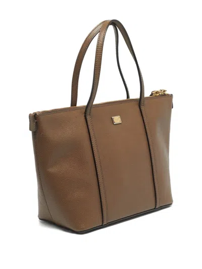 Pre-owned Dolce & Gabbana Miss Escape Leather Tote Bag In Brown