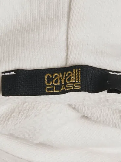 Pre-owned Cavalli Class Studded-logo Hoodie In White