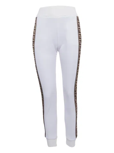 Pre-owned Fendi Side-stripe Track Pants In White