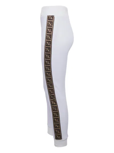 Pre-owned Fendi Side-stripe Track Pants In White